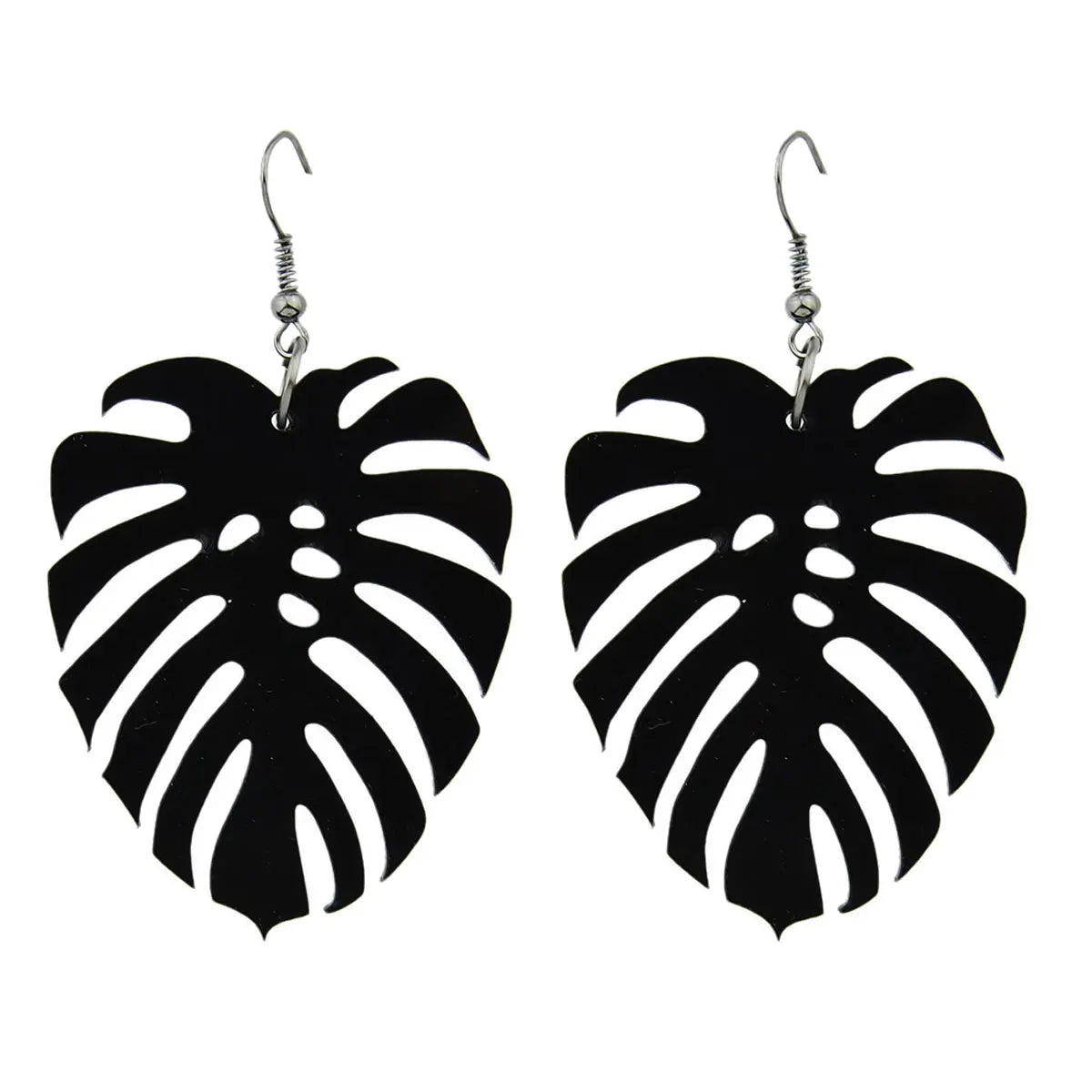 Black Acrylic Leaf Chunky Dangle Holiday Earrings Girls Designer Stylish Jewelry Feelontop Jewellery