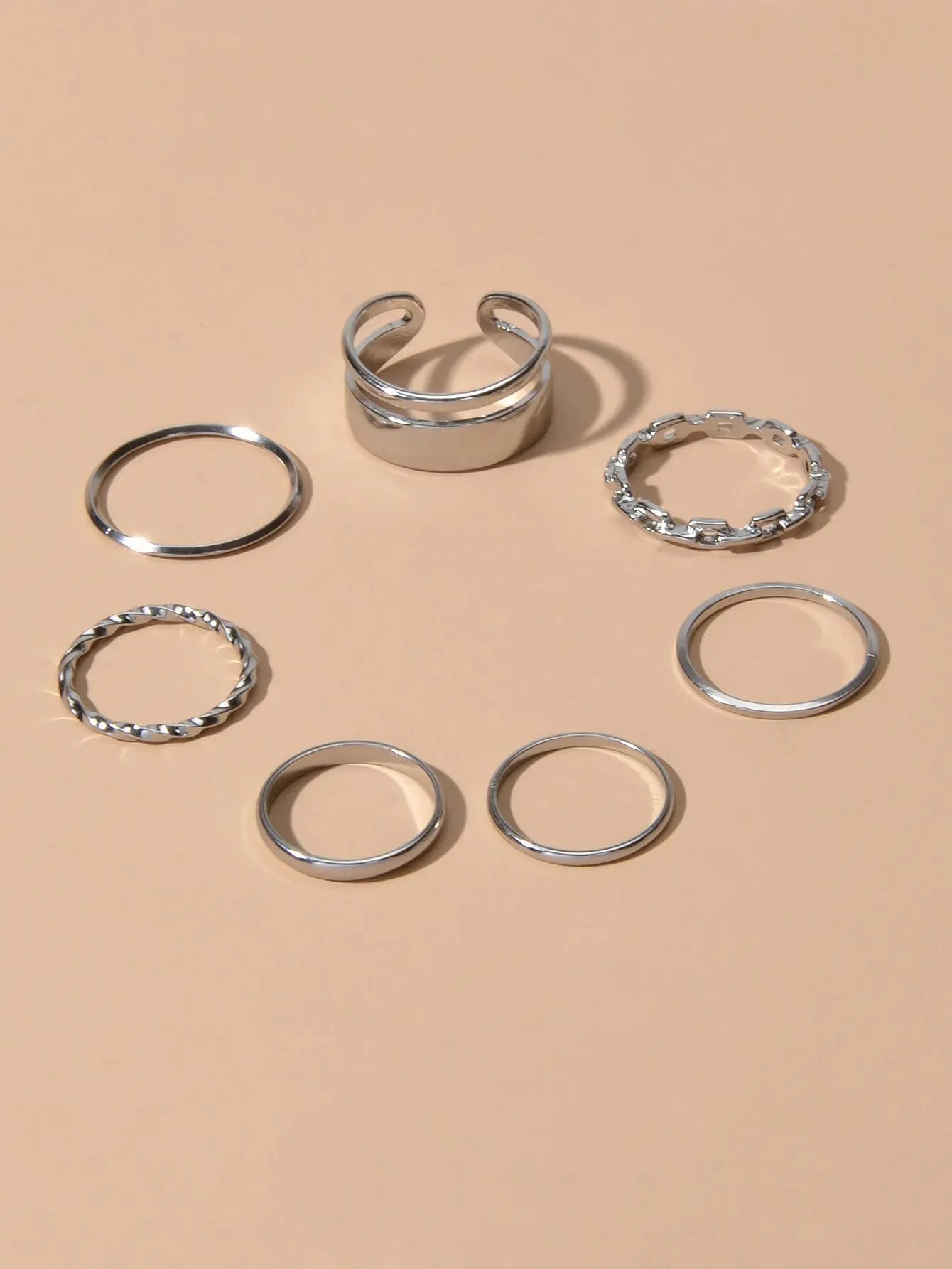 7 pcs Minimalist Gold Silver Stackable Multiple Knuckle Finger Trendy Rings Set Feelontop Jewellery