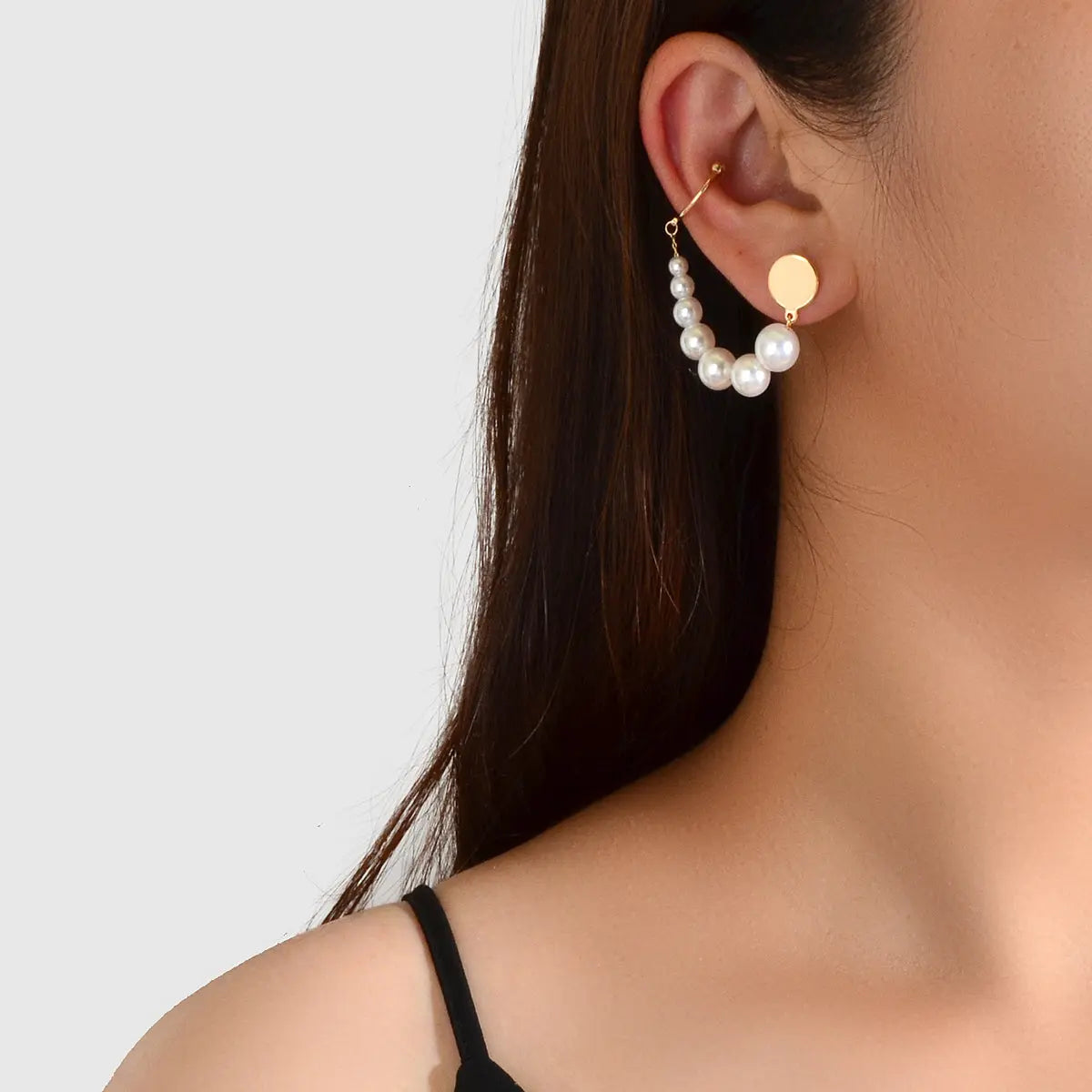 1 pc Cartilage Jewellery Gold Pearl Chain Wrap Ear Cuff Pierced Crawler Earrings Feelontop Jewellery