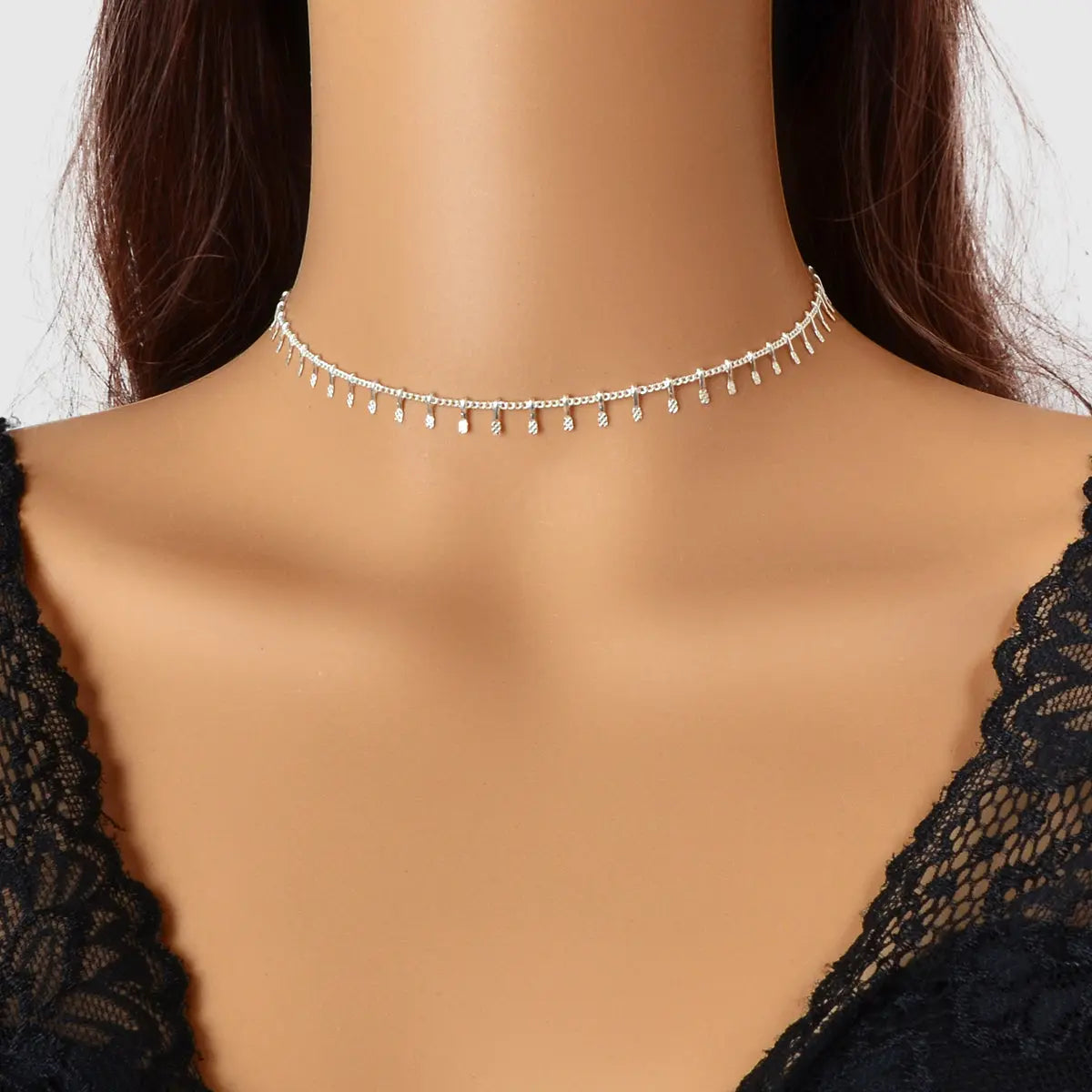 Women Party Decoration Gold Link Chain Clavicle Choker Necklace Short Collar Feelontop Jewellery