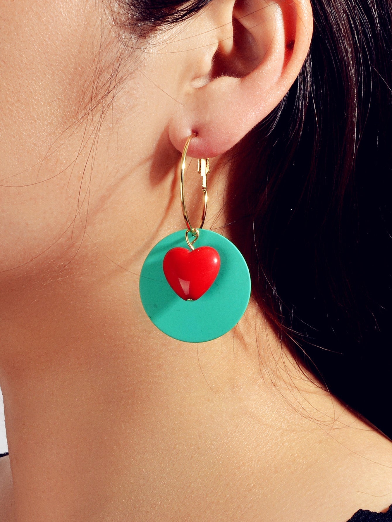 Female Jewellery Round Heart Gold Circle Hoop Earrings Women Party Decoration Feelontop Jewellery