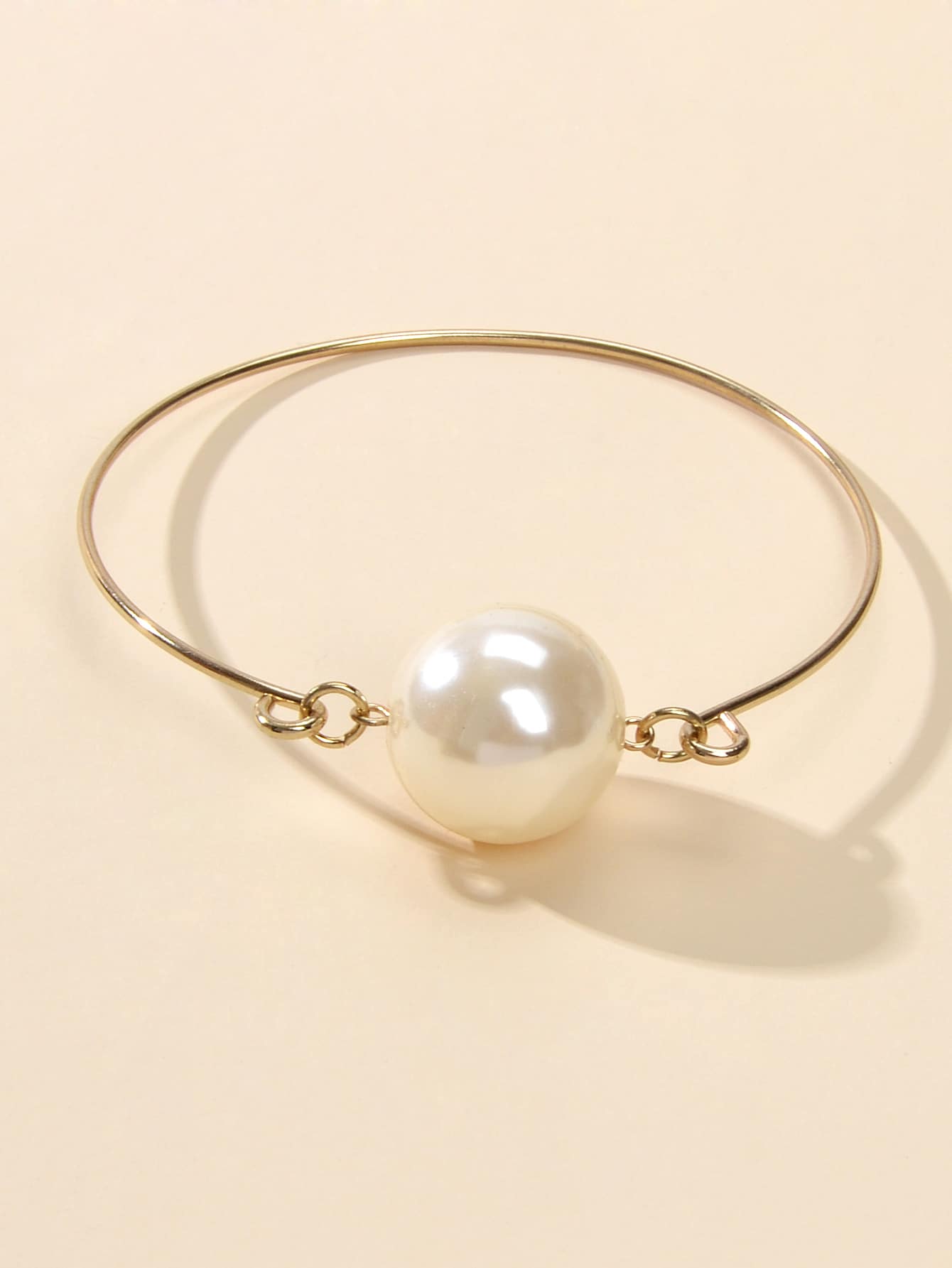 Female Jewellery Big Faux Pearl Decor Golden Bangle Collection Bracelets Women Feelontop Jewellery