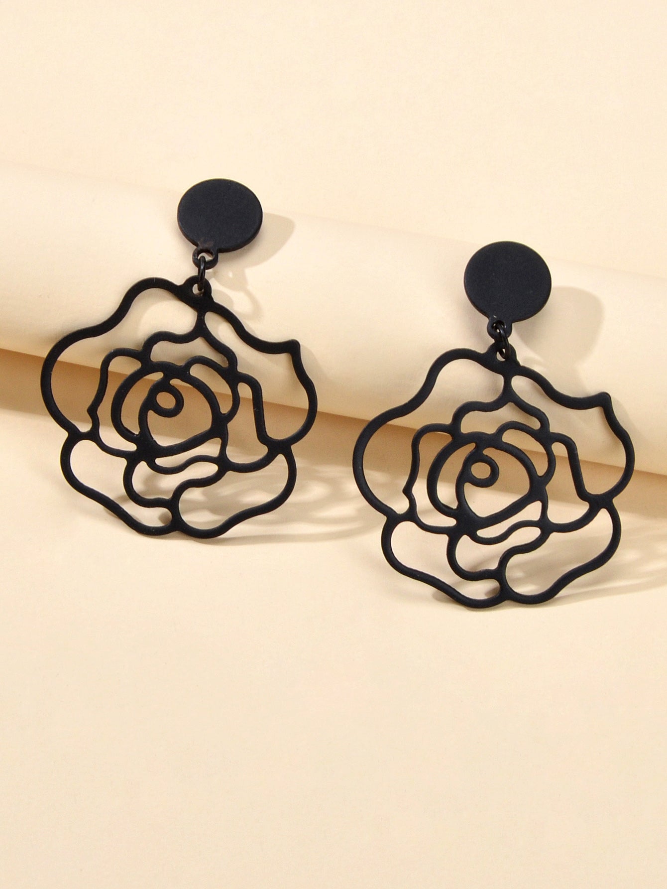Designer Jewellery Black Hollow out Big Flower Chunky Dangle Party Earrings Gift Feelontop Jewellery
