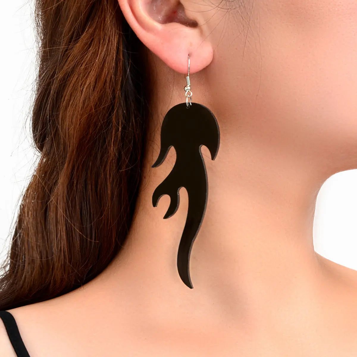 Hip Hop Punk Style Korean Red Acrylic Fire Big Statement Dangle Trendy Earrings Feelontop Jewellery