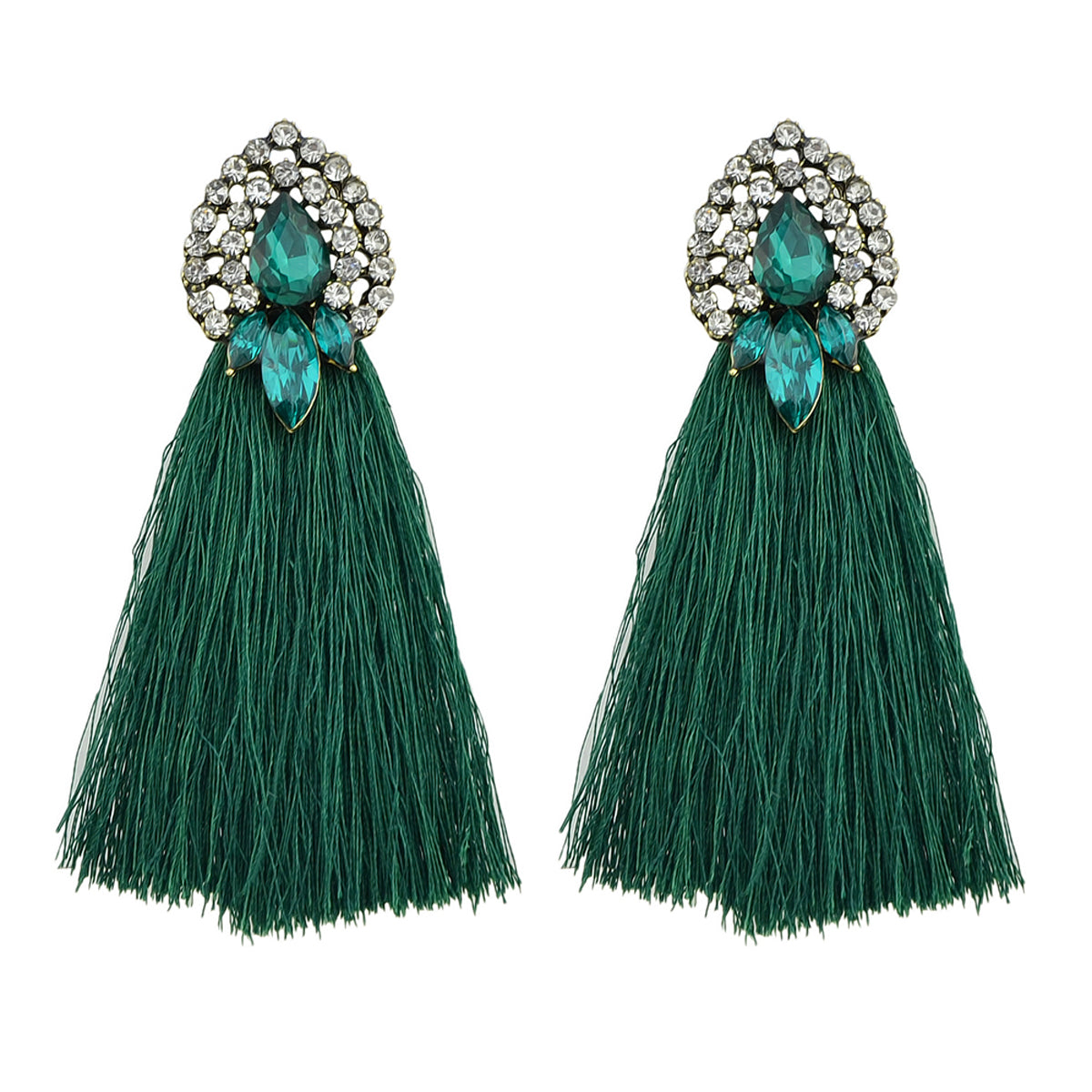 Boho Ethnic Jewellery Colorful Crystal Tassel Thread Chandelier Fringe Earrings Feelontop Jewellery