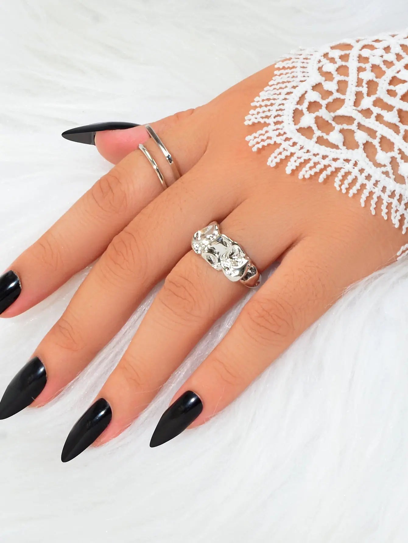 Stackable 2 pcs Gold Silver Geometric Multiple Bulk Pack Open Cuff Ring set Gift Feelontop Jewellery