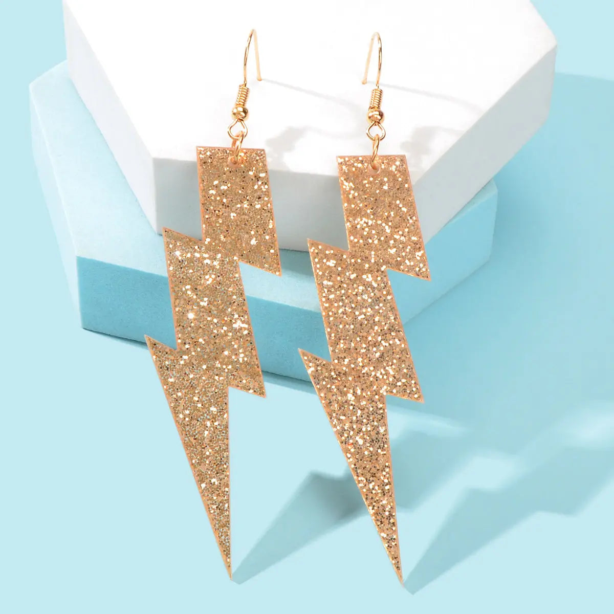 Sparkling Retro Party Acrylic Exaggerated Women Lightning Bolt Dangle Earrings Feelontop Jewellery