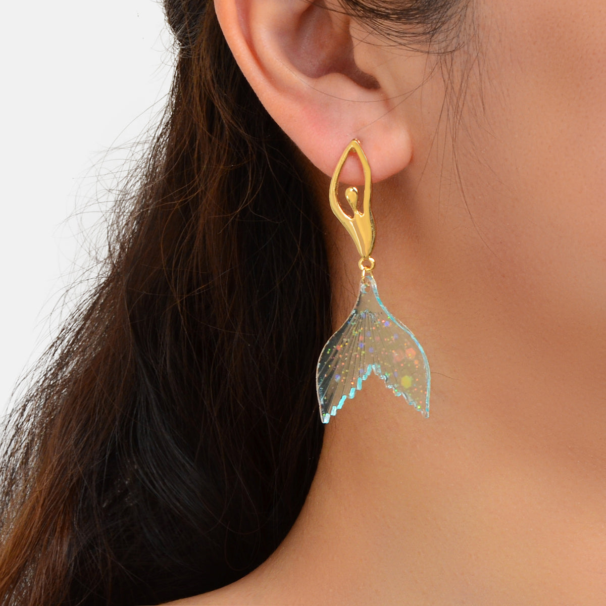 Graceful Mermaid Dancer Earrings Whimsical Fashion Design Stud Jewellery Gift Feelontop Jewellery