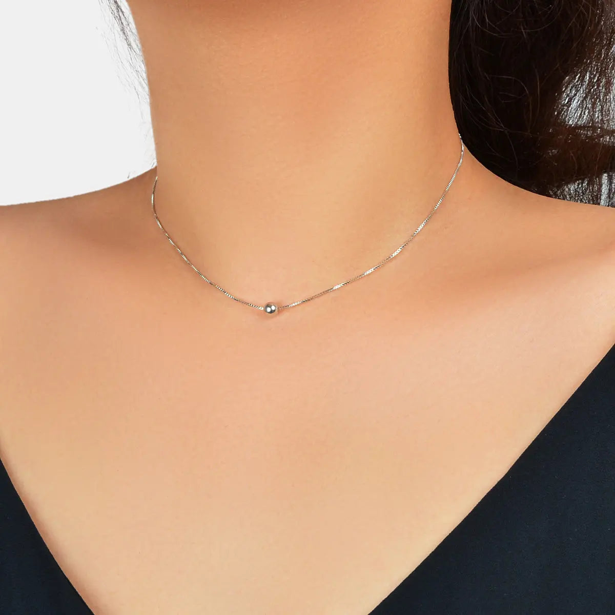 Party Jewellery Choker Classic Silver Chain Ball Clavicle Necklace Gift for Her Feelontop Jewellery