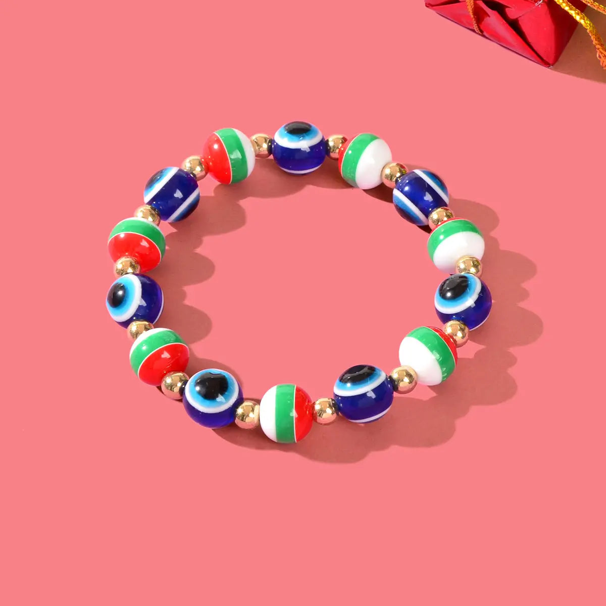 Festival Accessories Colourful Beaded Evil Eye Elastic String Bracelet Xmas Gift Feelontop Jewellery