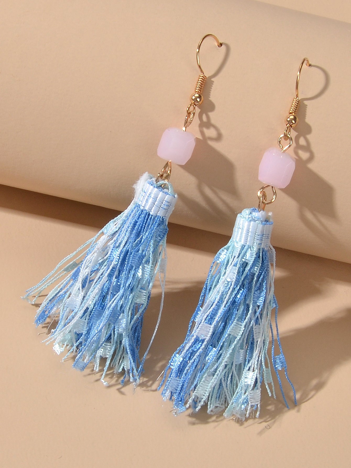Ethnic Traditional Jewellery Pink Beads Rope Tassel Dangle Earrings for Women Feelontop Jewellery