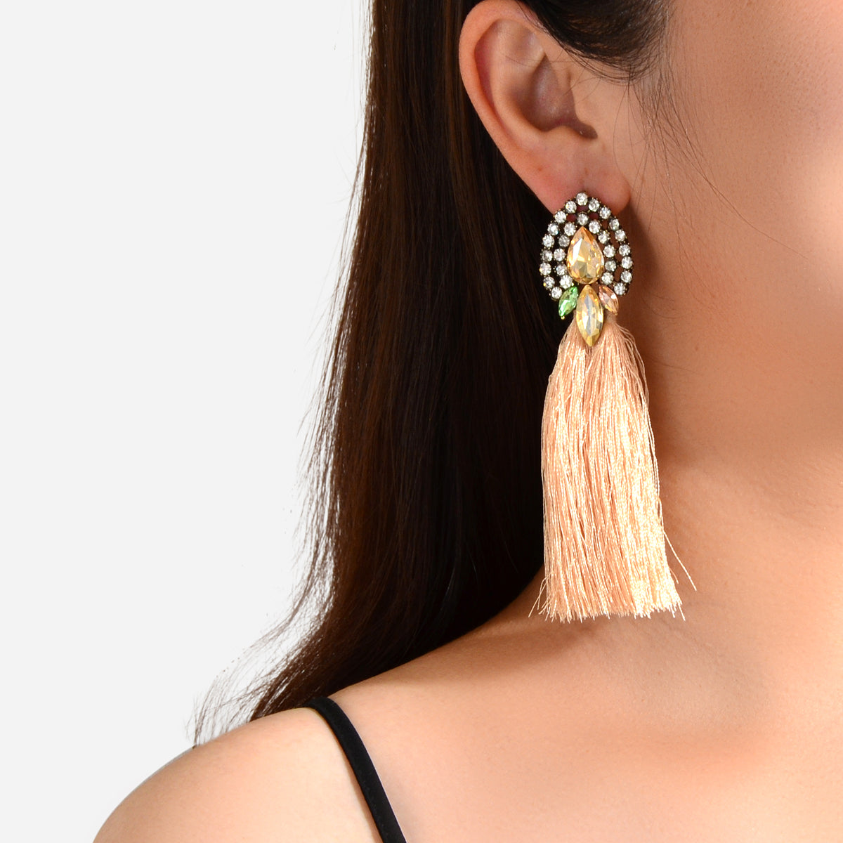Boho Ethnic Jewellery Colorful Crystal Tassel Thread Chandelier Fringe Earrings Feelontop Jewellery