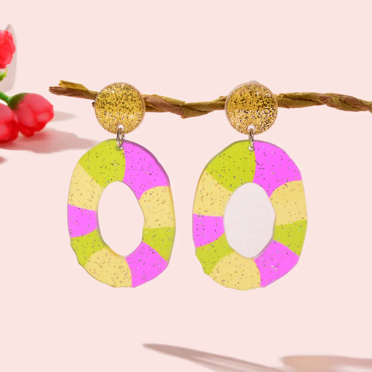 Sweet Y2k Accessories Lightweight Acrylic Candy Colour Circle Dangling Earrings Feelontop Jewellery