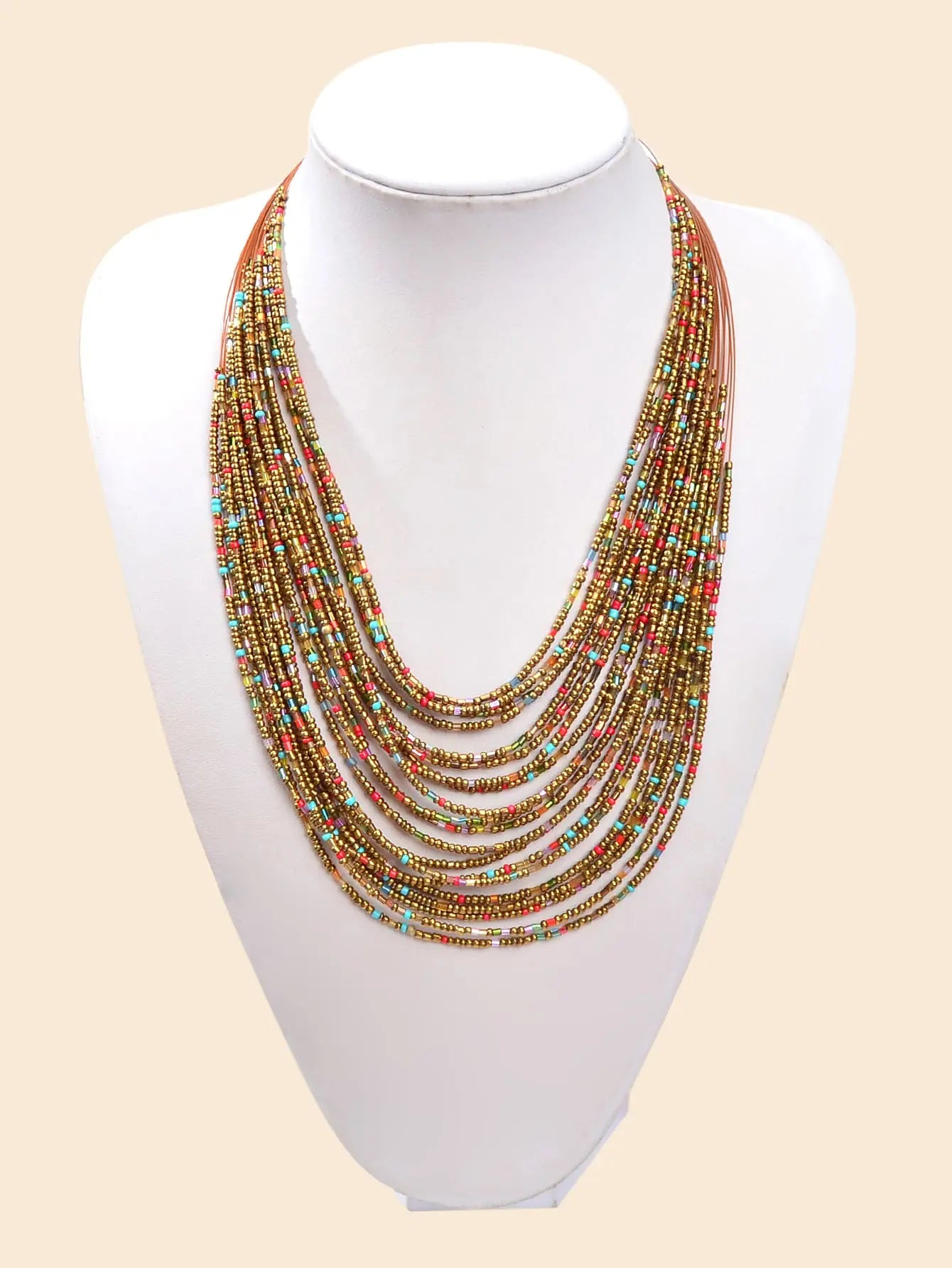 Colorful Seed Beads Multilayer Chunky Necklace Bold Jewelry Feelontop Jewellery