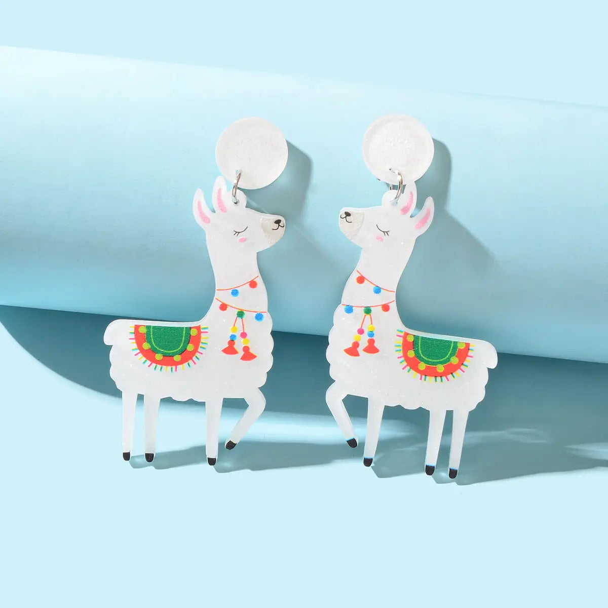 White Acrylic Lovely Sheep Dangle Lamb Earrings Cartoon Design Geometric Jewelry Feelontop Jewellery