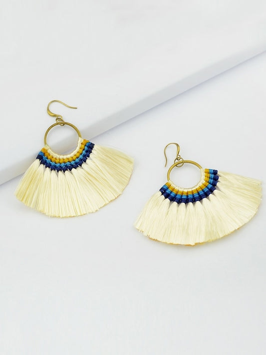 Ethnic Traditional Jewellery Colorful Tassel Fan Shape Dangle Bohemian Earrings Feelontop Jewellery