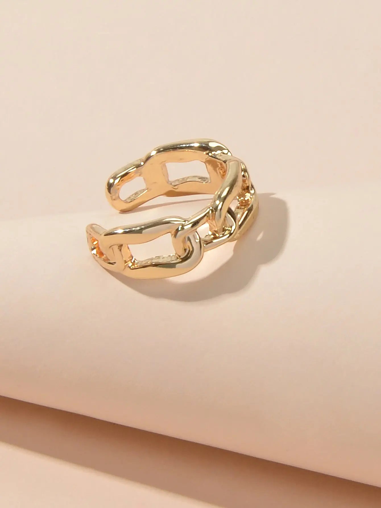 Minimalist Jewelry Metal Lock Chain Design Open Cuff Finger Trendy Ring AU Stock Feelontop Jewellery