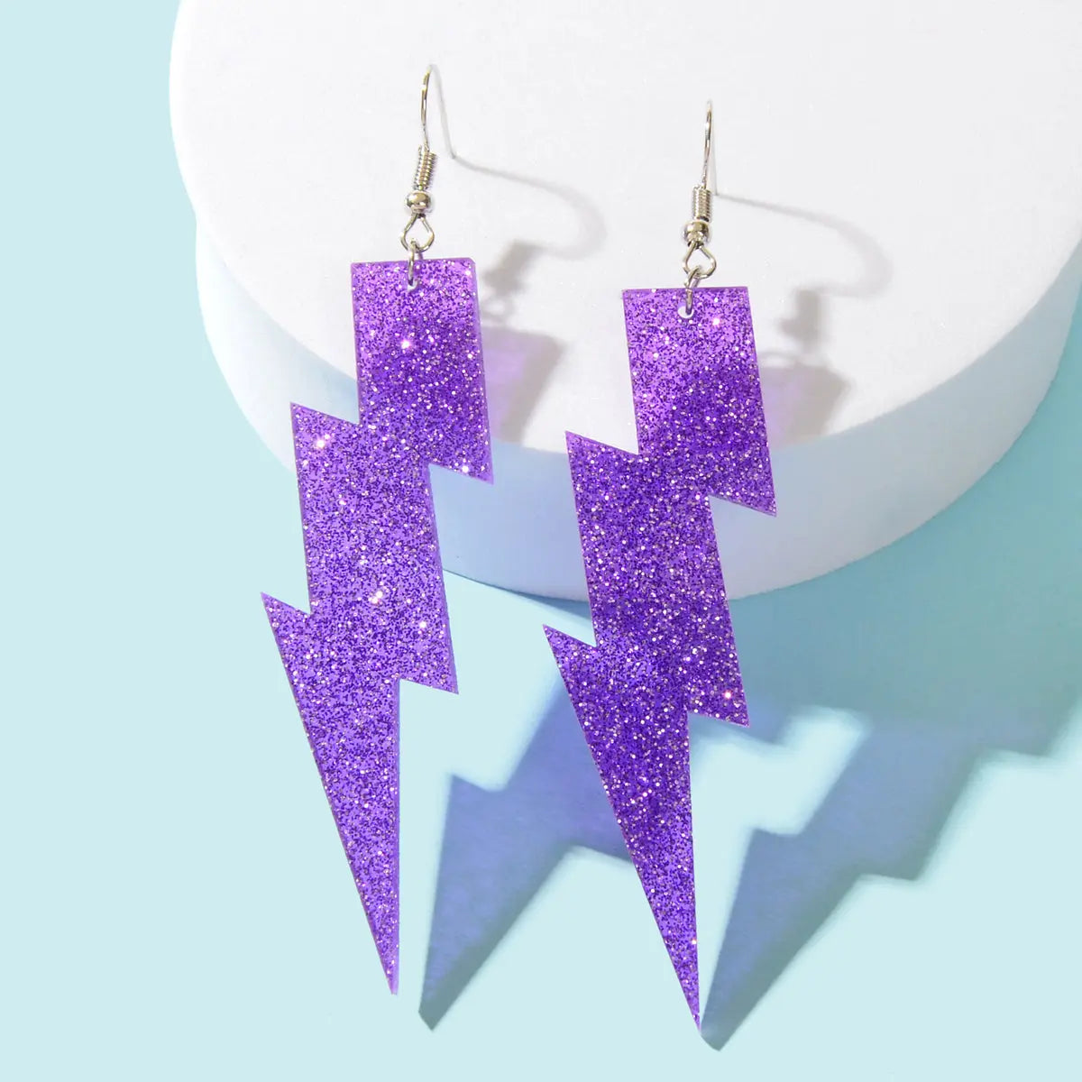 Sparkling Retro Party Acrylic Exaggerated Women Lightning Bolt Dangle Earrings Feelontop Jewellery