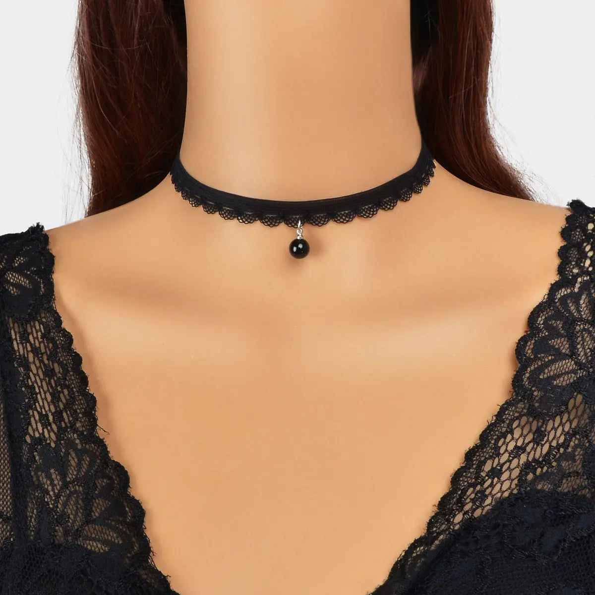 Classic Black Velvet Choker Round Charm Necklace Women Halloween Cosplay Jewelry Feelontop Jewellery