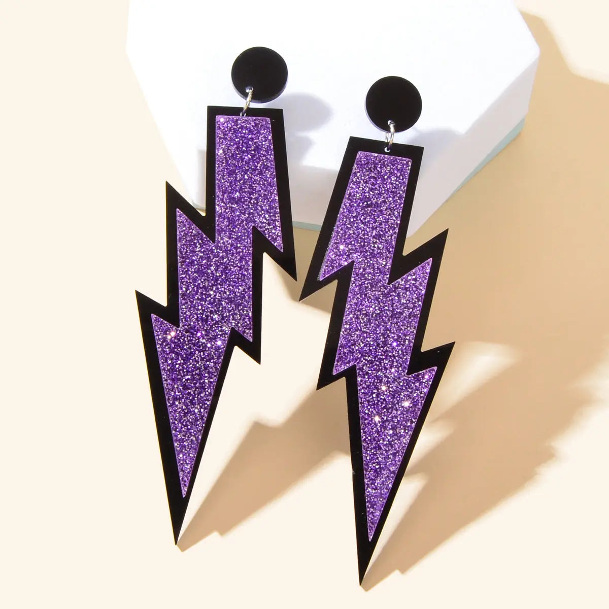 Sparkling Stylish Acrylic Lightning Statement Long Pendant Dangle Party Earrings Feelontop Jewellery