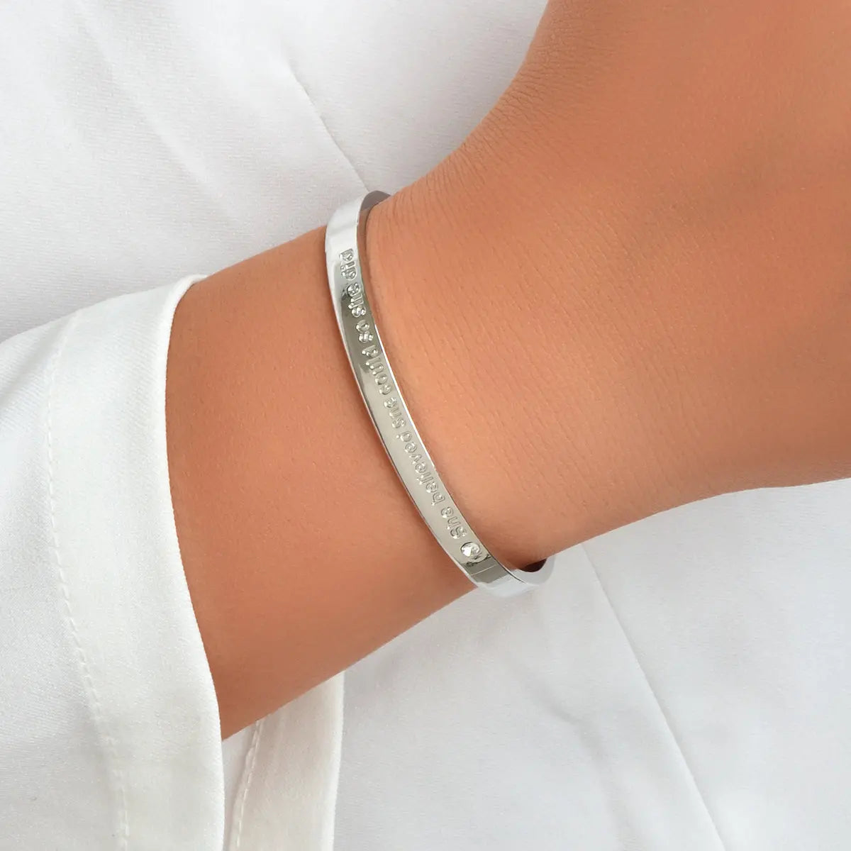 Believed Letter Decoration Gold Silver Plated Open Cuff Bangle Wrist Jewellery Feelontop Jewellery