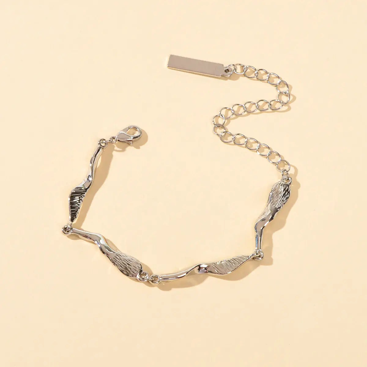 Designer Stylish Women Accessory Silver Metal Irregular Geometric Chain Bracelet Feelontop Jewellery