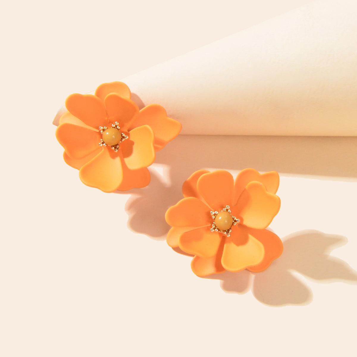 Orange Flower Stud Pierced Stereoscopic Daisy Earrings Women Elegant Jewellery Feelontop Jewellery
