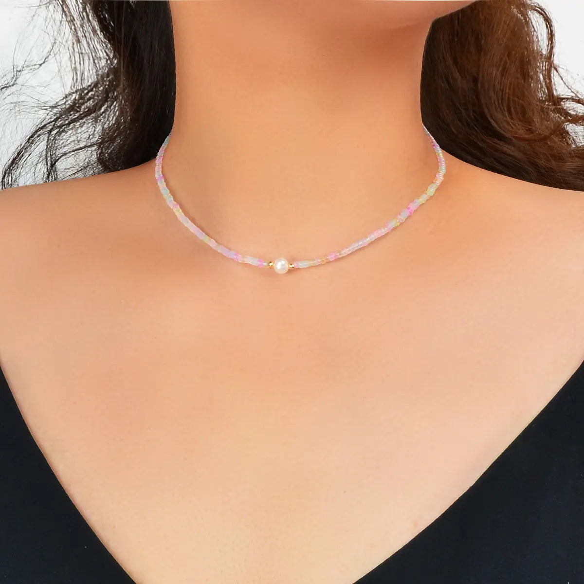 Bohemian Seed Beads Necklace Handmade Colourful Beaded Pearl Choker Jewellery Feelontop Jewellery