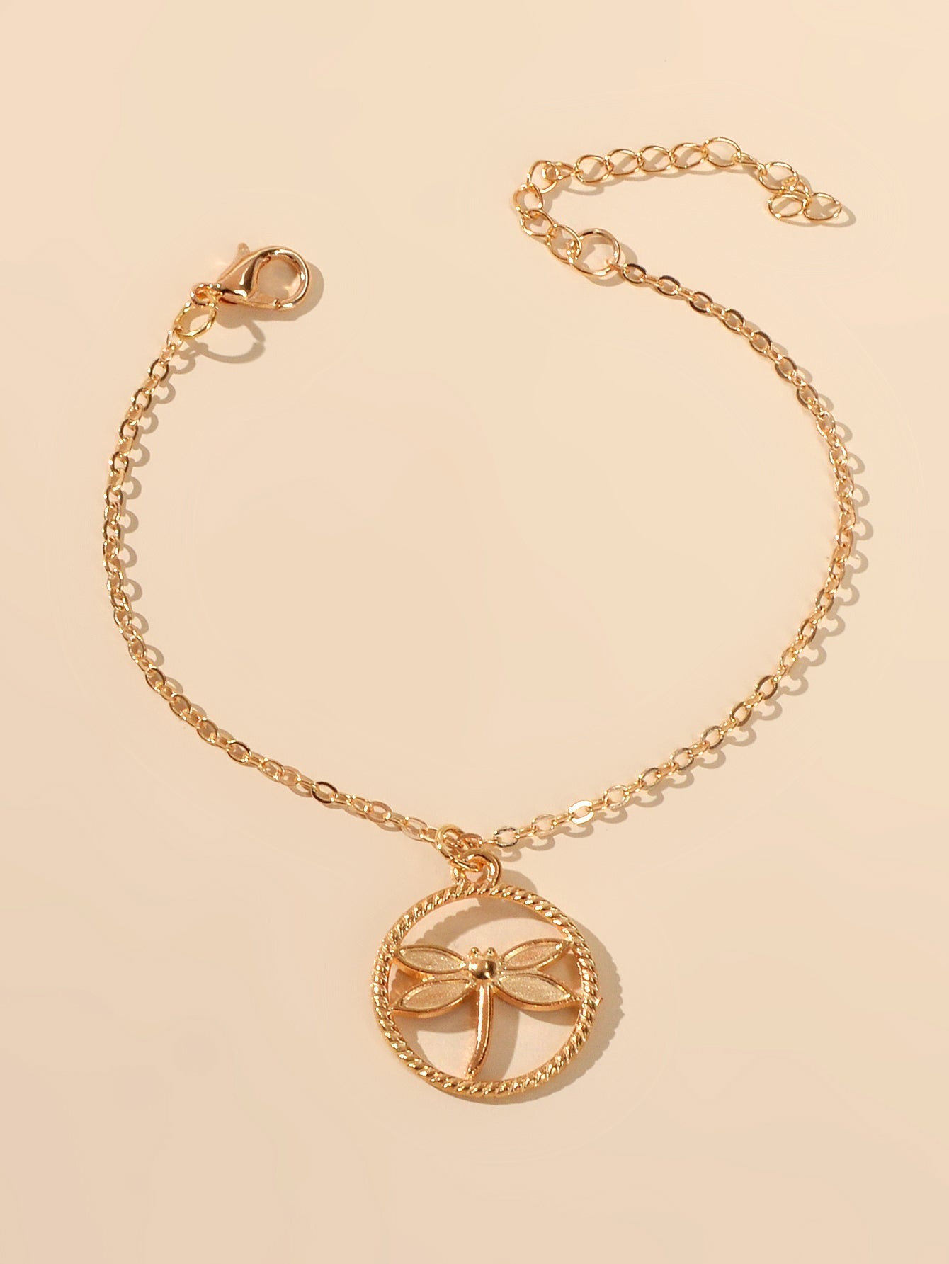 Ladies Jewellery Gold Silver Chain Circle Dragonfly Charm Friendship Bracelet Feelontop Jewellery