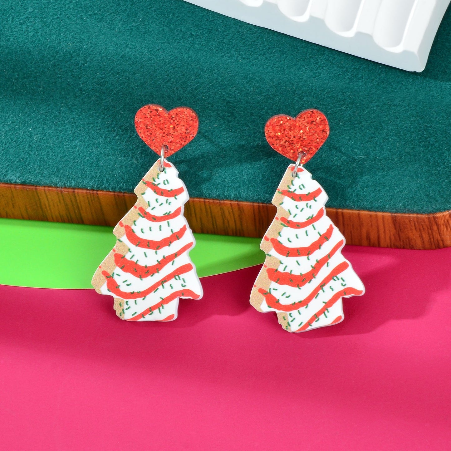 Festive Christmas Tree Pendant Dangle Earrings Dainty Seasonal Gifts for Girls Feelontop Jewellery