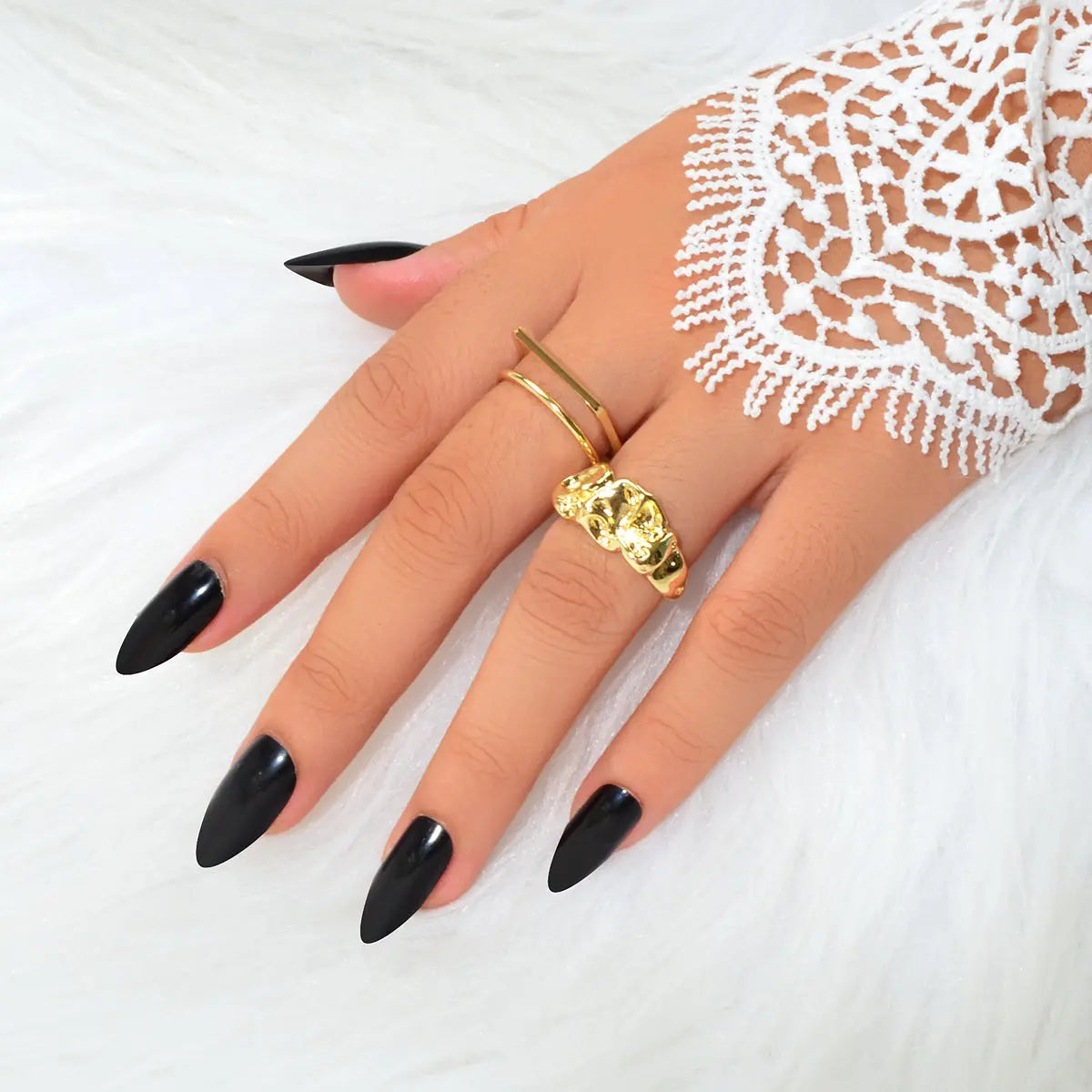 Stackable 2 pcs Gold Silver Geometric Multiple Bulk Pack Open Cuff Ring set Gift Feelontop Jewellery