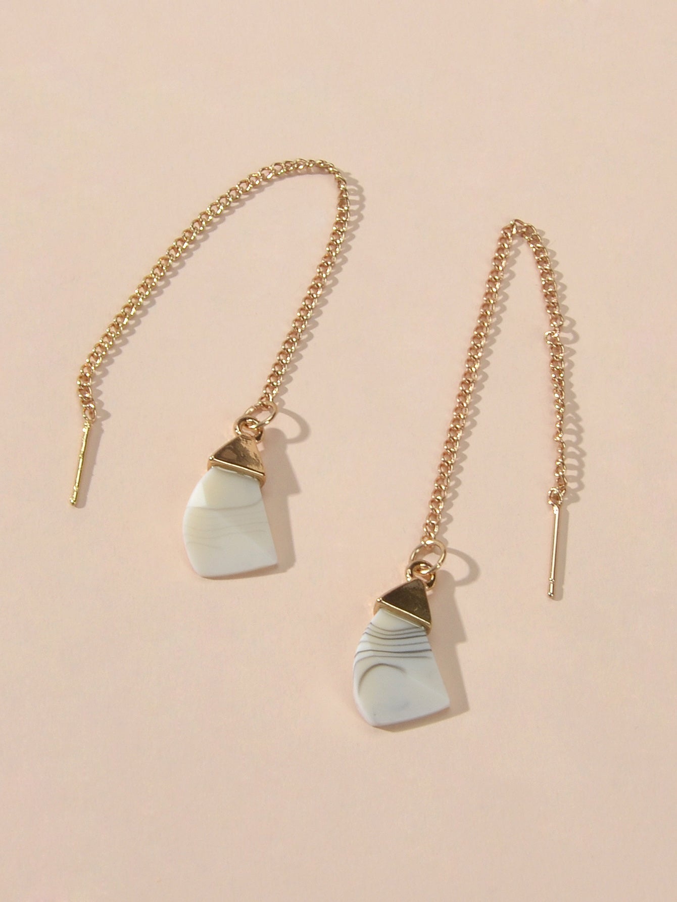 Ethnic American Jewellery Long Chain Black White Stone Boho Chic Dangle Earrings Feelontop Jewellery