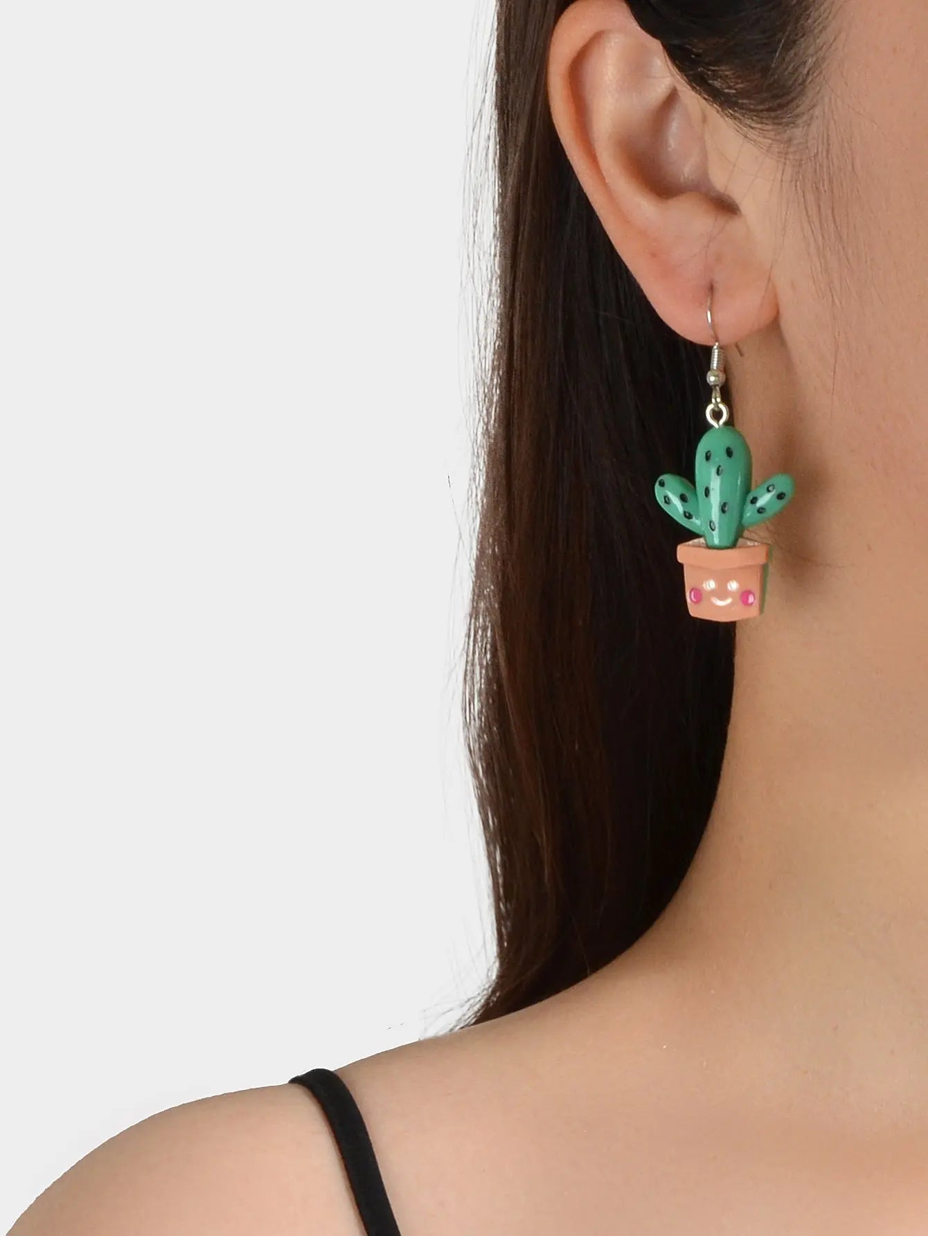 3D Cartoon Multi-colored Cactus Flowerpot Plant Drop Earrings Women Funny Gifts Feelontop Jewellery