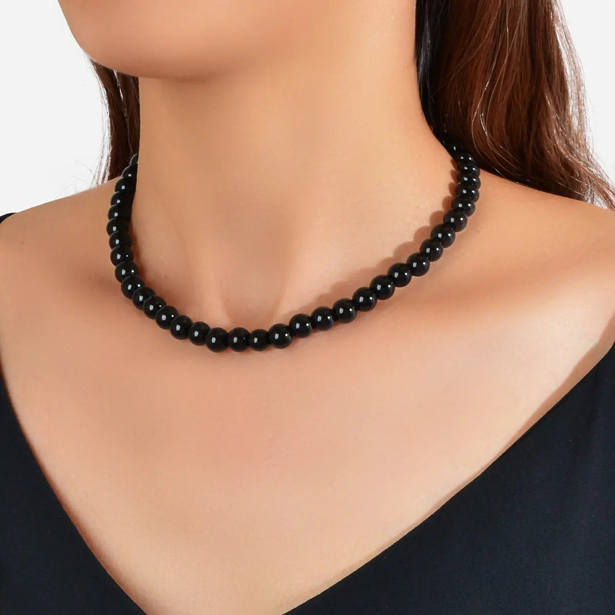 Retro Black White Beads Collar Short Choker Necklace Women Teen Party Decoration Feelontop Jewellery