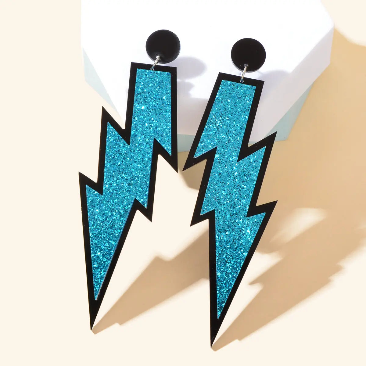 Sparkling Stylish Acrylic Lightning Statement Long Pendant Dangle Party Earrings Feelontop Jewellery