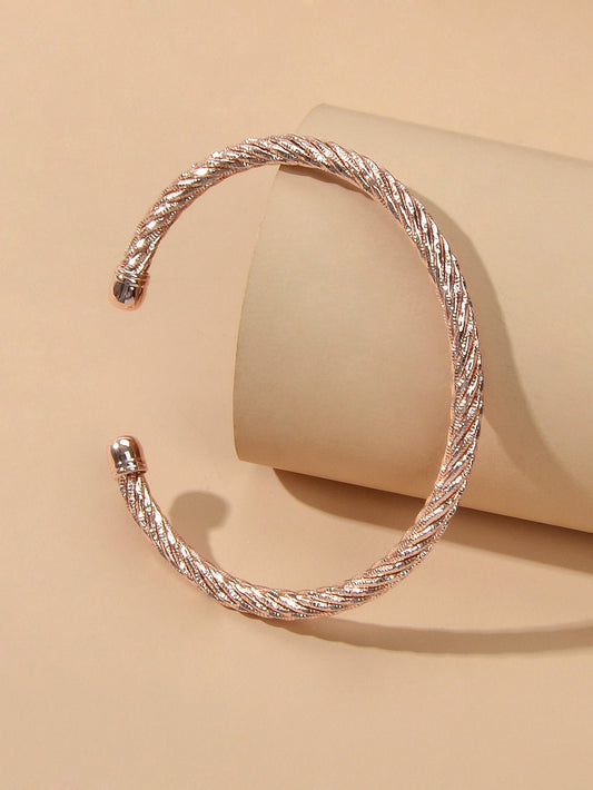 Good Quality Punk Minimalist Rosegold Silver Open Cuff Bangle Statement Bracelet Feelontop Jewellery