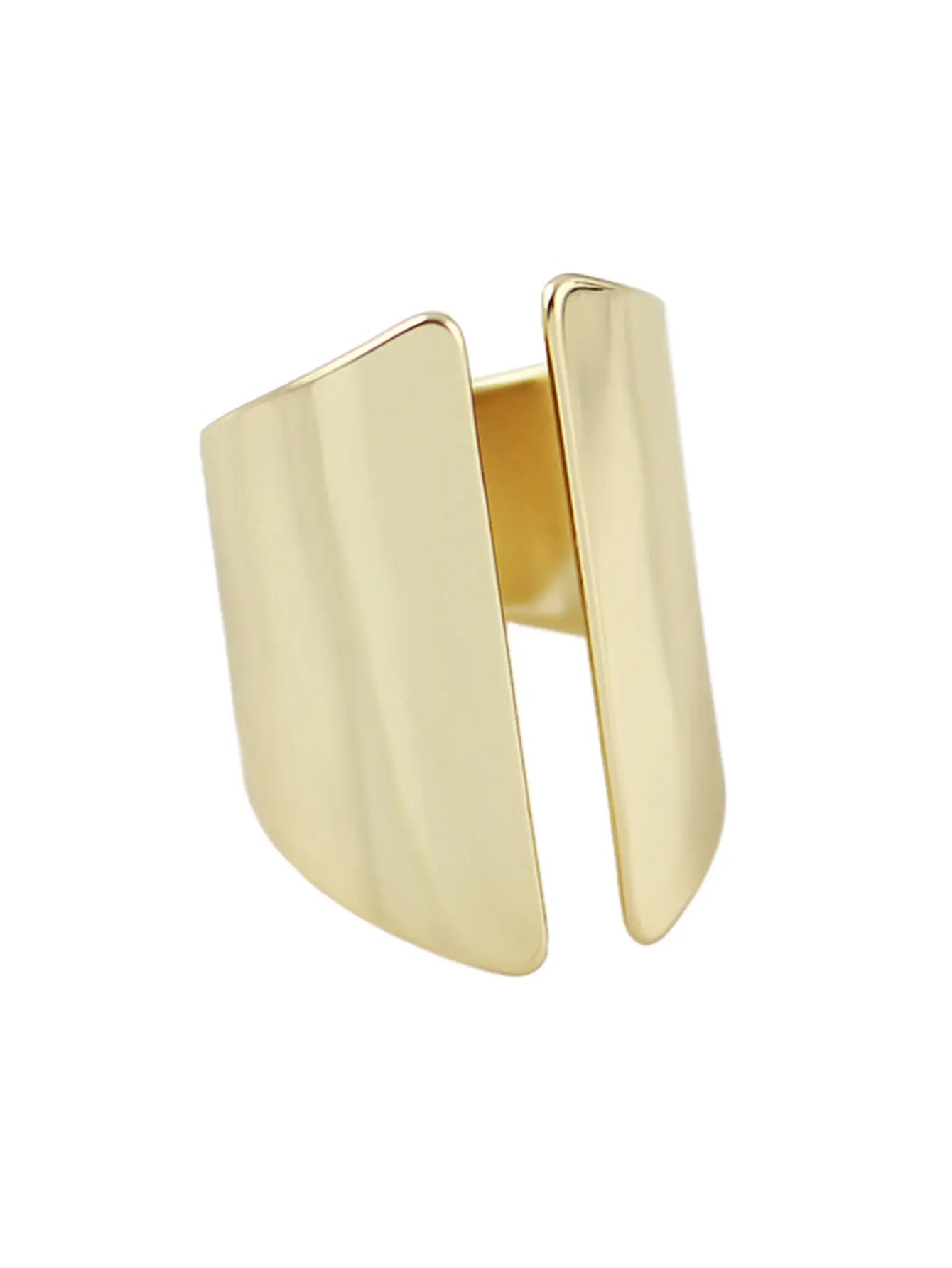 Solid Gold Colour Wide Metallic Cuff Ring Beautiful Women Anniversary Band Gift Feelontop Jewellery