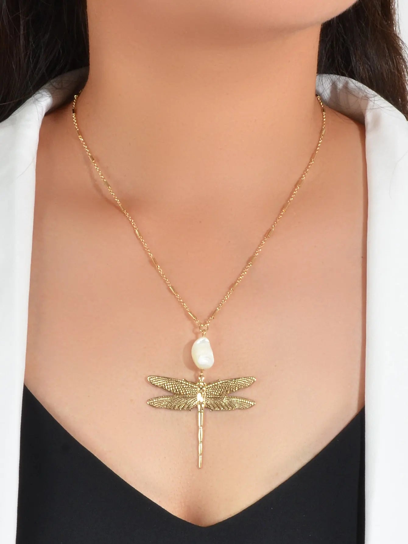 Boho Chic Style Long Chain Shell Dragonfly Charm Trendy Necklace Ladies Jewelry Feelontop Jewellery