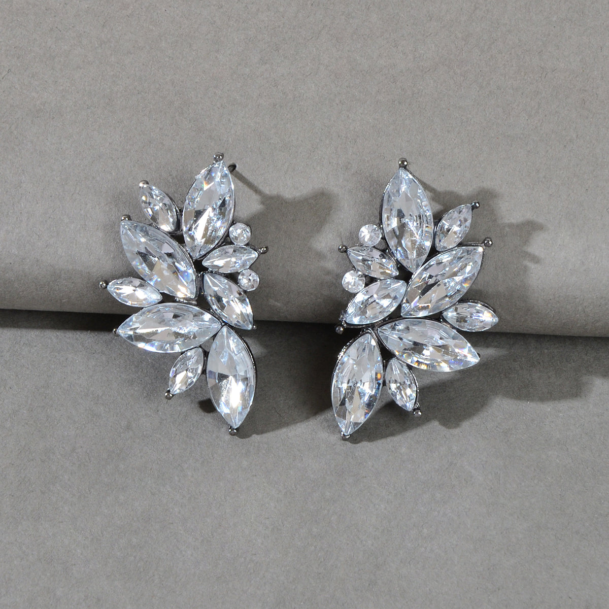 Female Luxurious Jewelry Sparkly Crystal Flower Stud Bridal Engagement Earrings Feelontop Jewellery