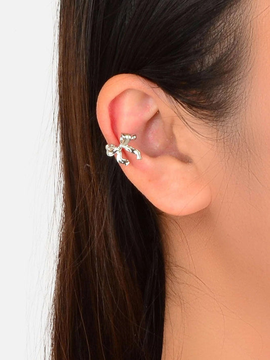 Cartilage Jewelry Clip on Design Silver Bowknot Ear Cuff Women Girls Earrings Feelontop Jewellery