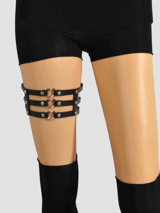 Punk Gothic Black Pu Leather Elastic Leg Chain Cosplay Party Body Jewellery Gift Feelontop Jewellery