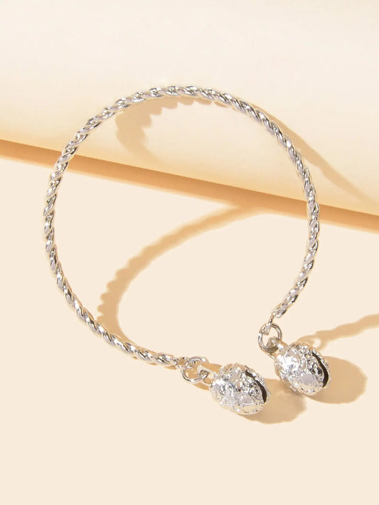 Statement Wedding Party Silver Open Cuff Wrap Bangle Band Bell Charm Bracelet Feelontop Jewellery