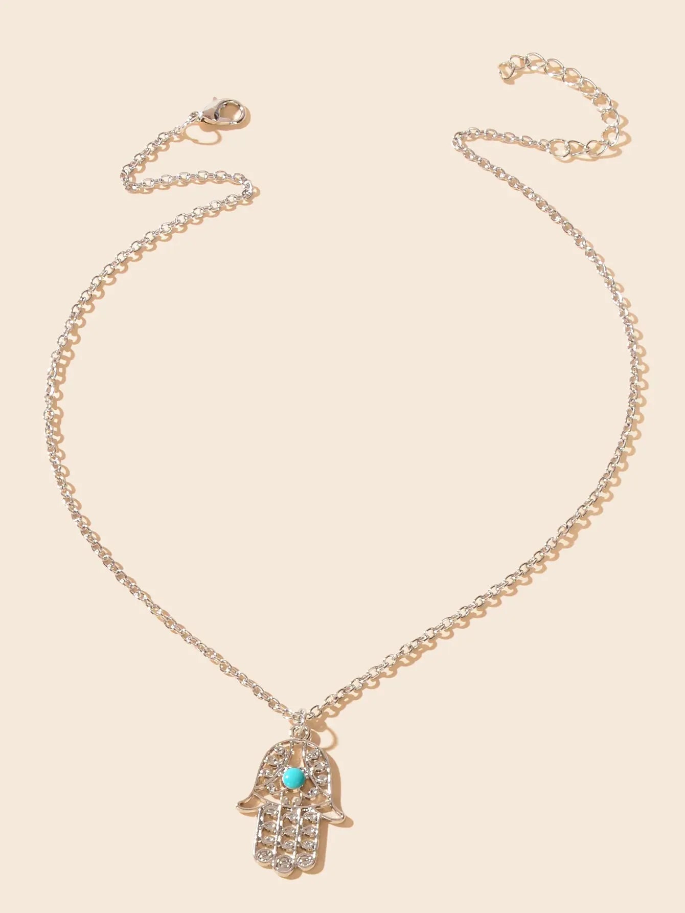 Dainty Gold Silver Chain Hollow Hamsa Hand Boho Charm Necklace Protection Lucky Feelontop Jewellery