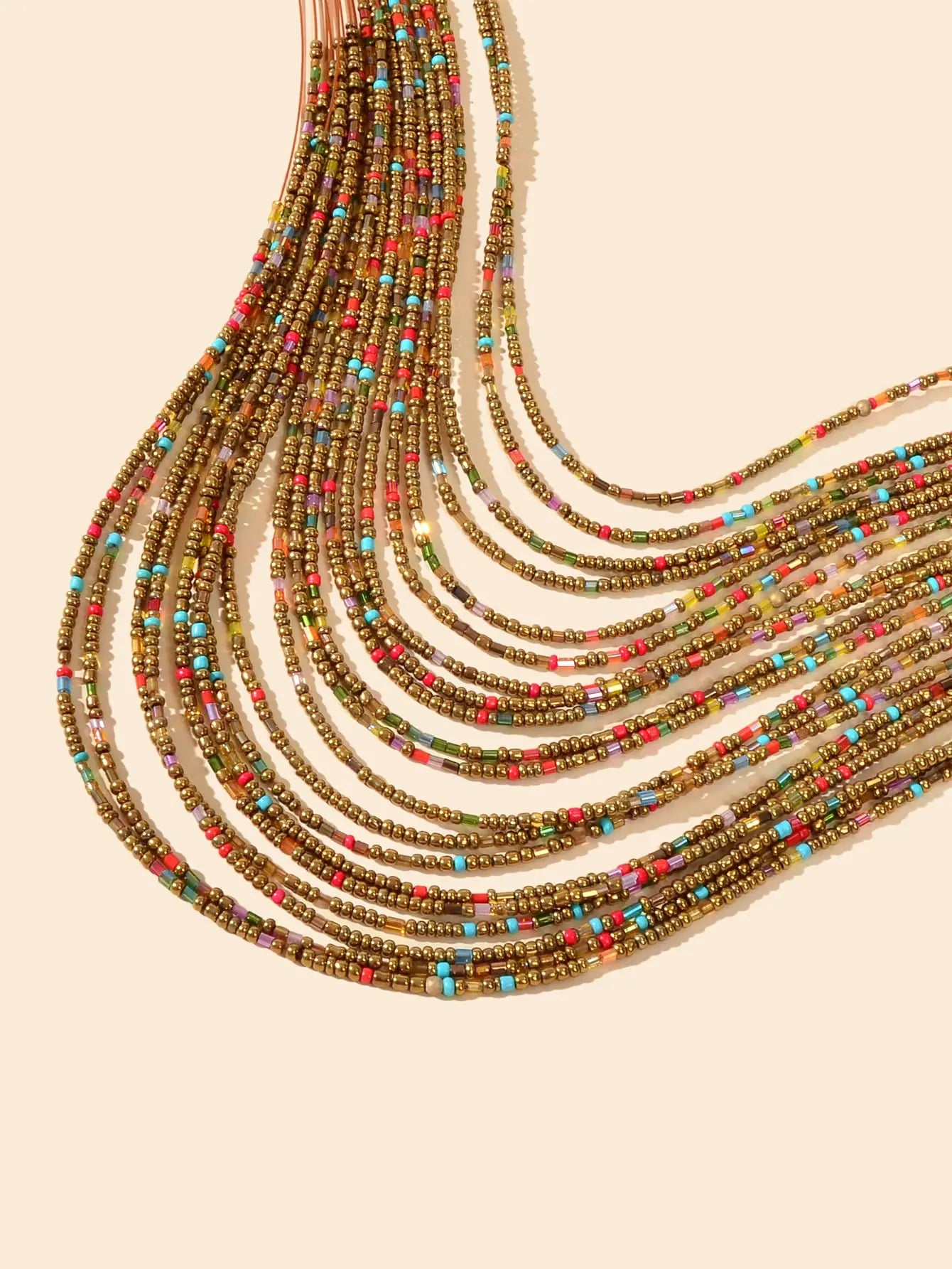 Colorful Seed Beads Multilayer Chunky Necklace Bold Jewelry Feelontop Jewellery