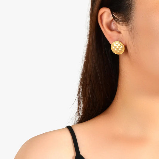 2pairs Retro Accessories Black Enamel Letters Heart Gold Round Stud Earrings Set Feelontop Jewellery