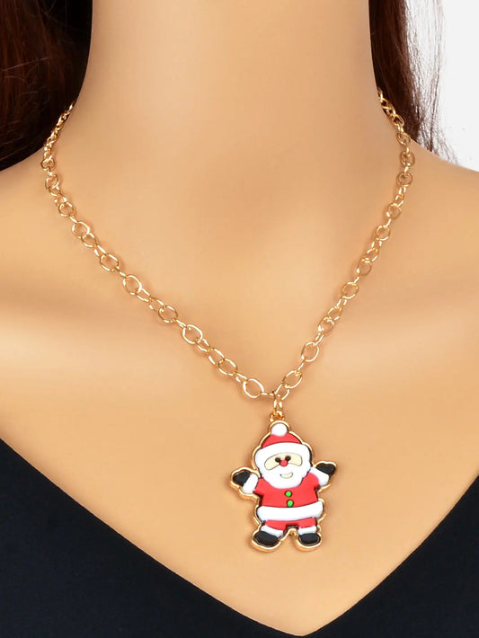 Santa Claus Pendant Necklace Christmas Ornaments Jewellery Girls Holiday Gift Feelontop Jewellery