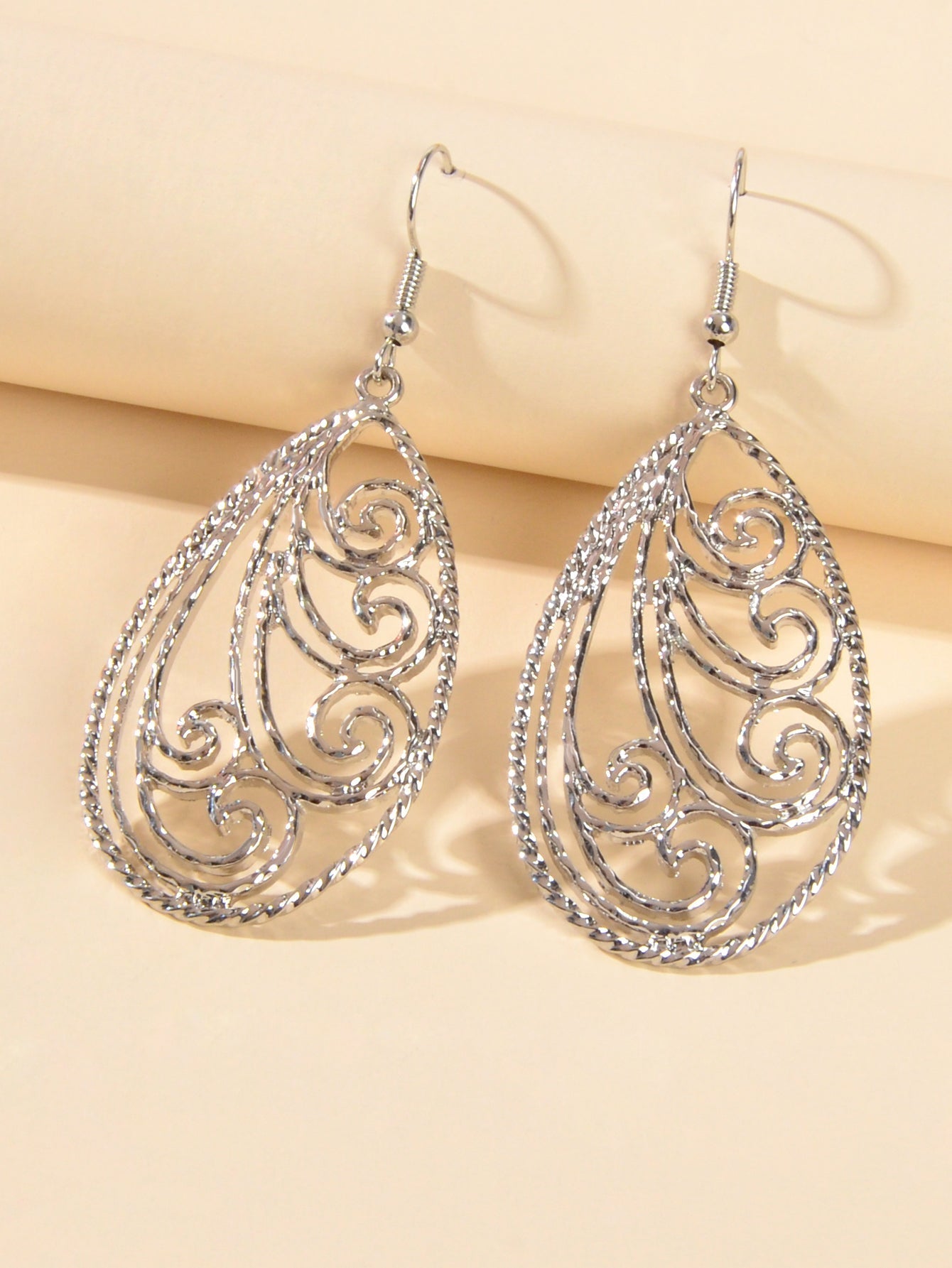 Party Decoration Women Gold Silver Hollow out Flower Water Drop Dangle Earrings Feelontop Jewellery