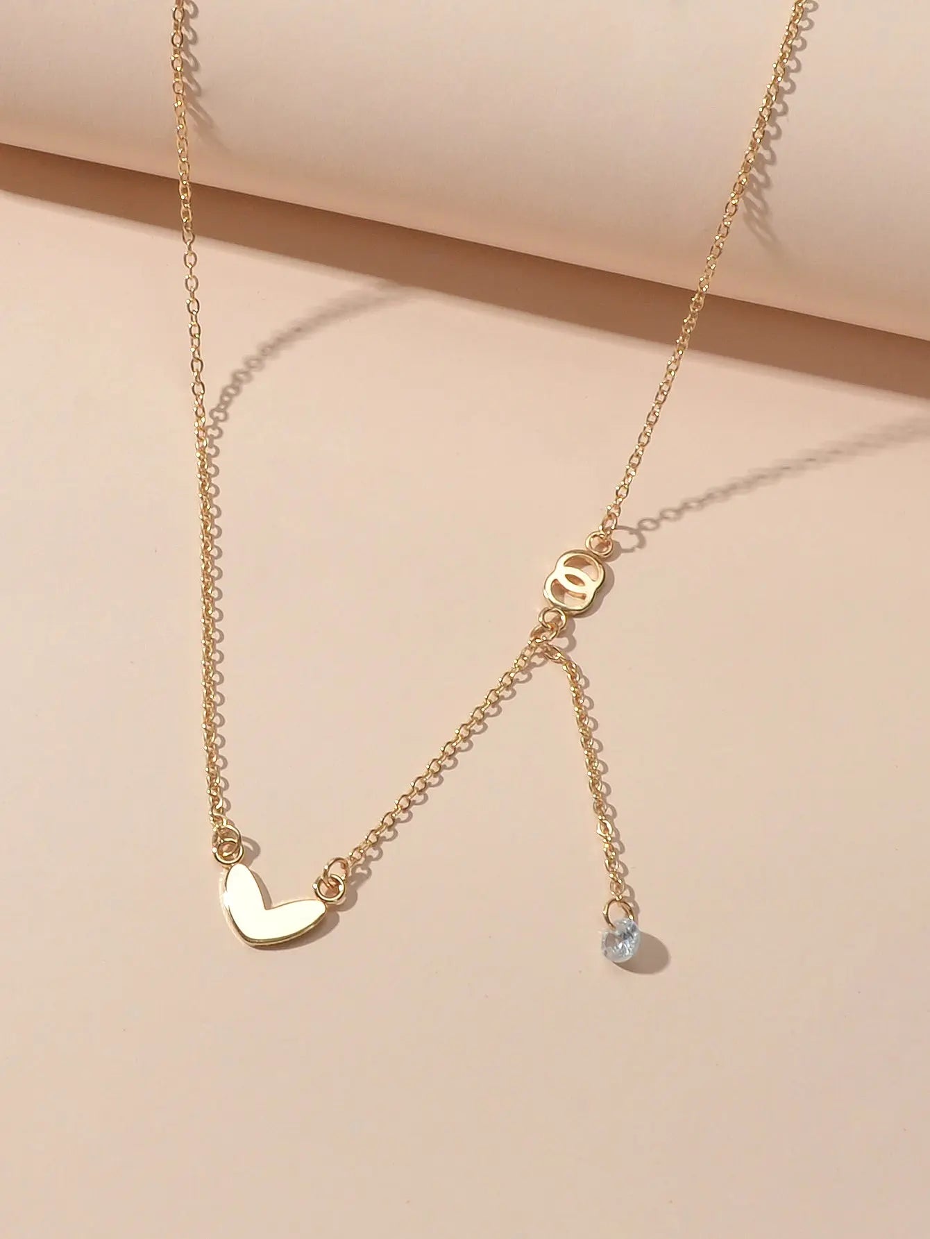 Dainty Party Gift Costume Jewellery Gold Chain Circle Heart Charm Beads Necklace Feelontop Jewellery