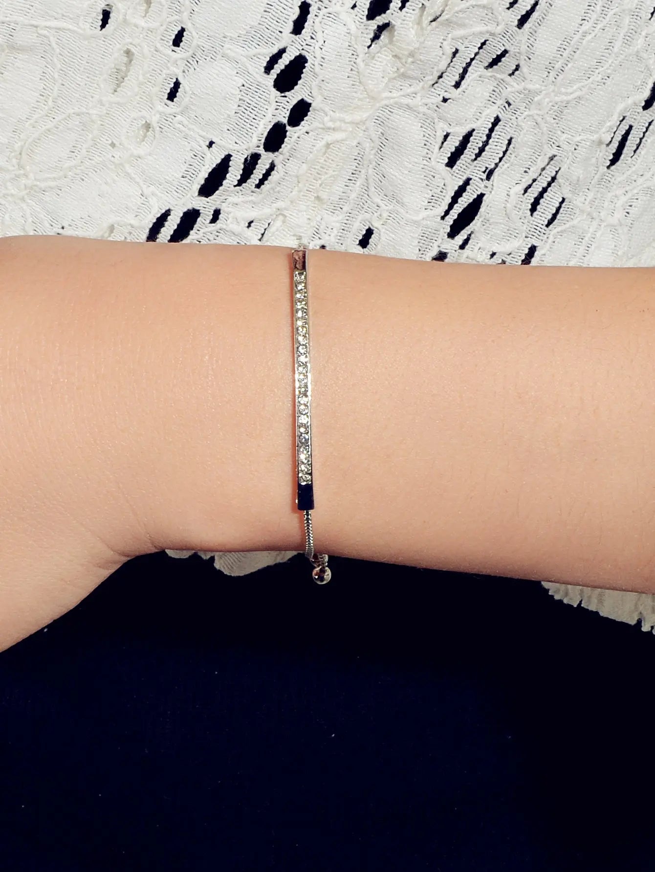 Ladies Jewellery Rhinestone Gold Silver Chain Strip Charm Adjustable Bracelet Feelontop Jewellery