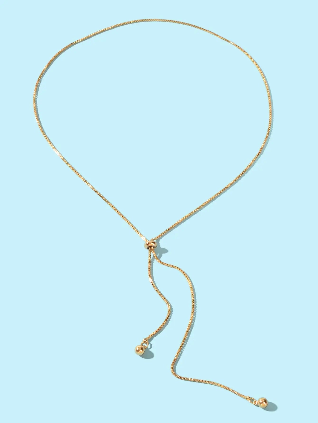 Gold Adjustable Trendy Y Drop Sliding Chain Necklace Women Minimalist Jewellery Feelontop Jewellery